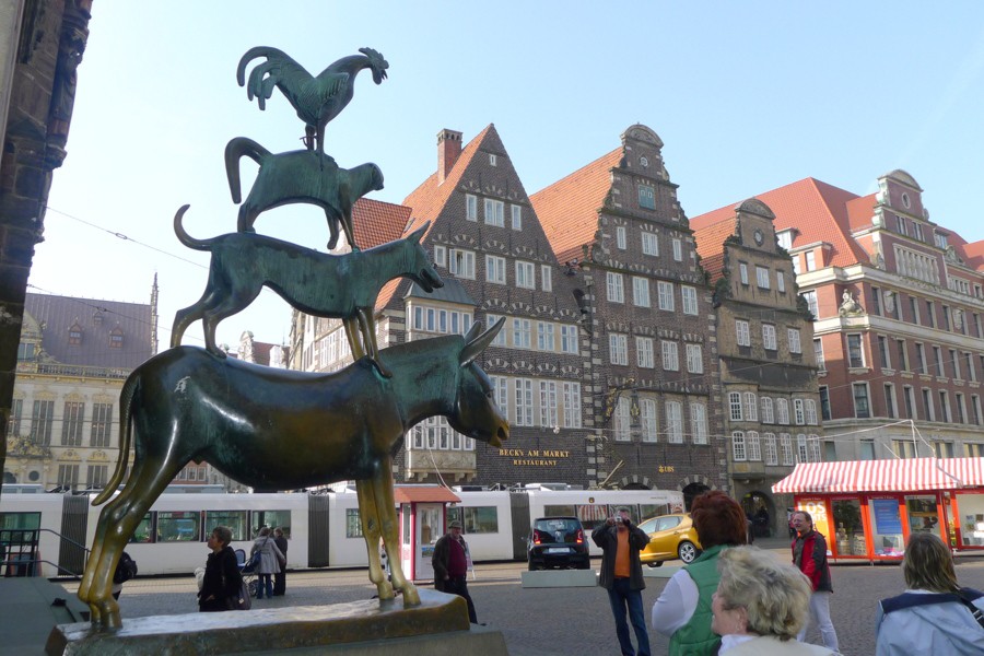 Bremer Stadtmusikanten standbeeld in Bremen