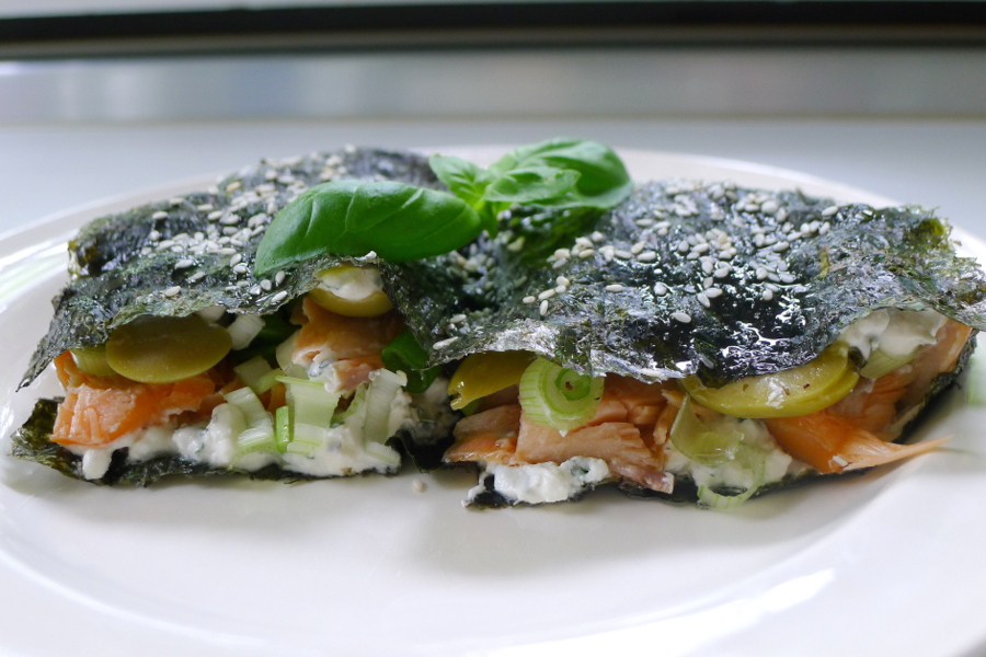 Nori sandwich met zalm