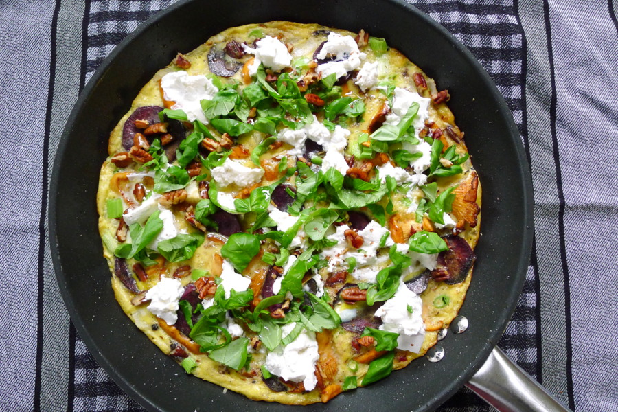 Frittata met cantharellen en zoete aardappel