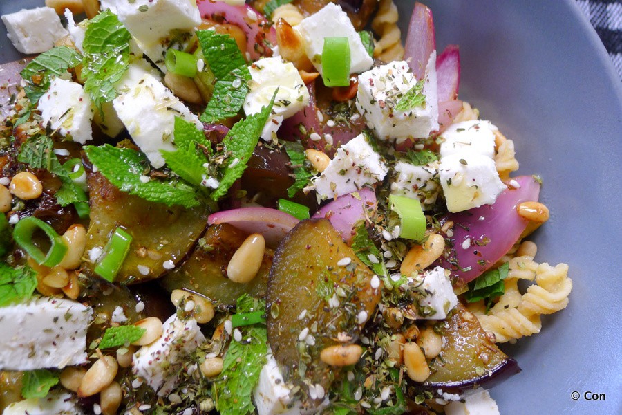 oriëntaalse pasta aubergine feta