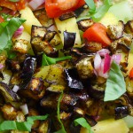 aubergine croutons salade koolhydraatarm