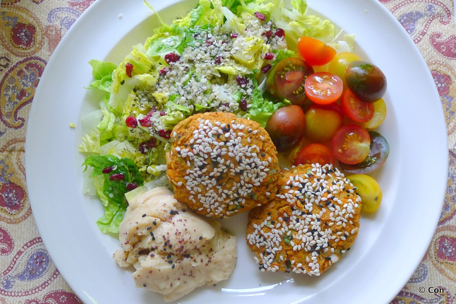 vegan falafel zoete aardappel