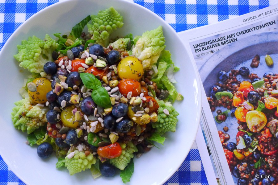 linzensalade met tomaat en blauwe bes van allerhande