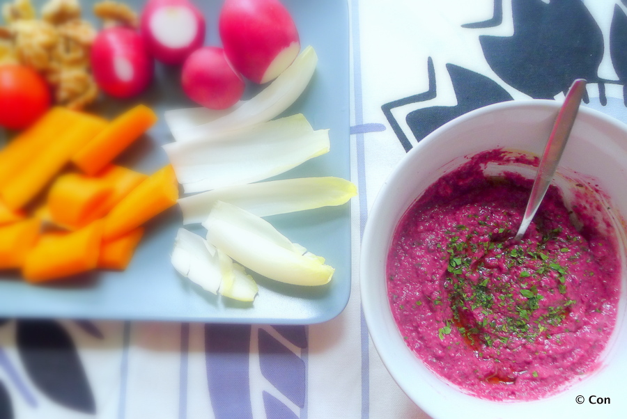 Bietjesdip met rauwe groenten (crudités)