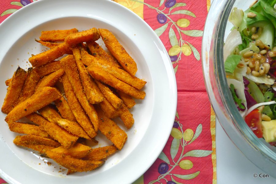 zoete aardappel friet uit de oven