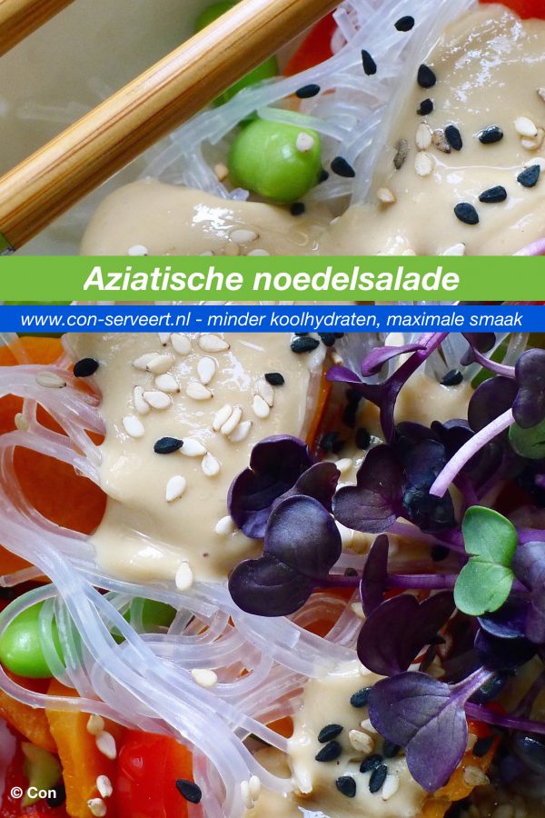 Glutenvrije en vegane Aziatische noedelsalade - Con-serveert - minder koolhydraten, maximale smaak