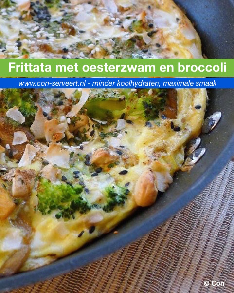 Frittata met oesterzwam en broccoli recept ~ minder koolhydraten, maximale smaak ~ www.con-serveert.nl