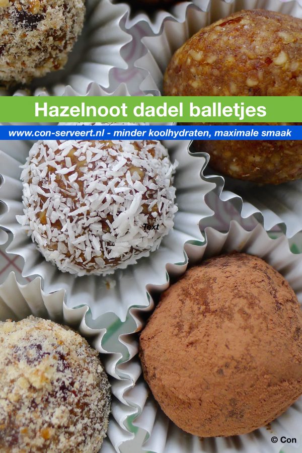 Hazelnoot dadelballetjes recept ~ minder koolhydraten, maximale smaak ~ www.con-serveert.nl