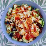 Kikkererwten salade met halloumi en tomatendressing recept van claudiaskeuken.nl ~ minder koolhydraten, maximale smaak ~ www.con-serveert.nl