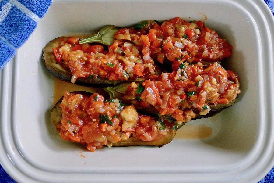 Imam bayıldı, Turkse gevulde aubergines recept ~ minder koolhydraten, maximale smaak ~ www.con-serveert.nl