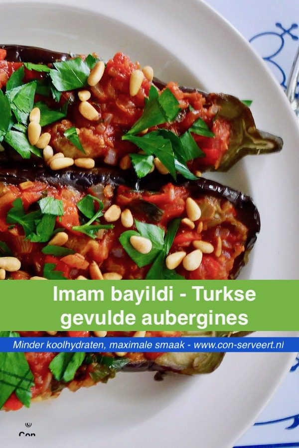 Imam bayıldı, Turkse gevulde aubergines recept ~ minder koolhydraten, maximale smaak ~ www.con-serveert.nl