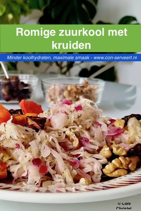 Romige zuurkool met kruiden, koolhydraatarm en ketogeen recept ~ minder koolhydraten, maximale smaak ~ www.con-serveert.nl