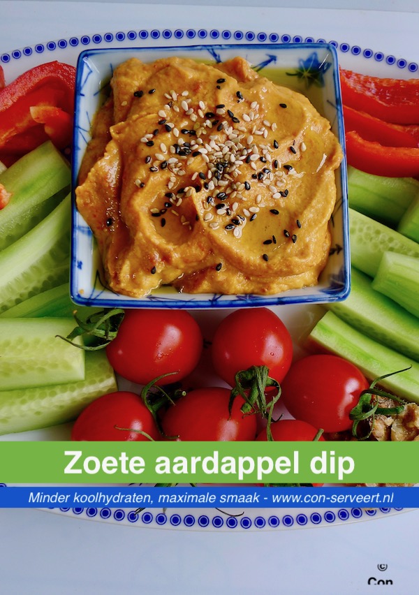 Zoete aardappel dip recept ~ minder koolhydraten, maximale smaak ~ www.con-serveert.nl