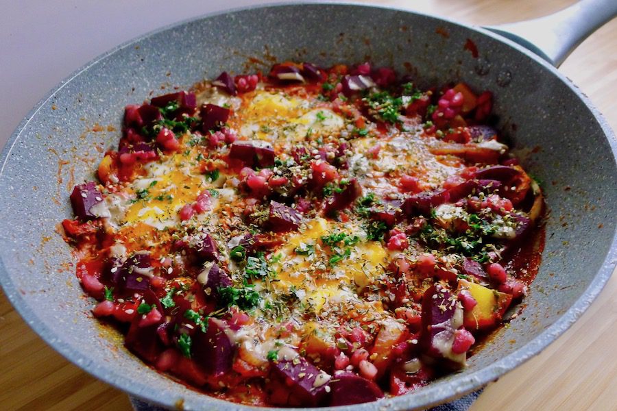 Bietjes shakshuka recept ~ minder koolhydraten, maximale smaak ~ www.con-serveert.nl