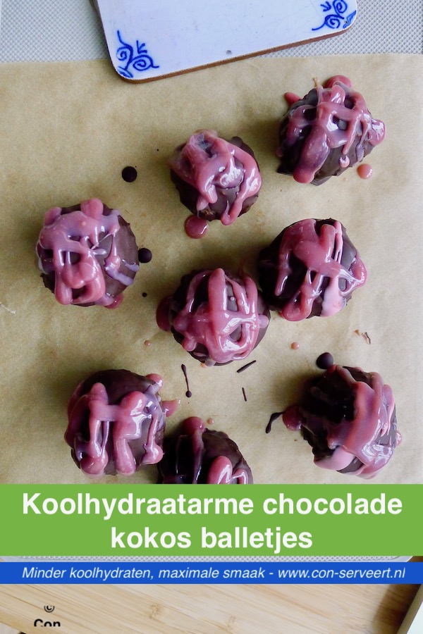 Koolhydraatarme chocolade kokos balletjes recept - vegetarisch koolhydraatarm genieten begint bij www.con-serveert.nl