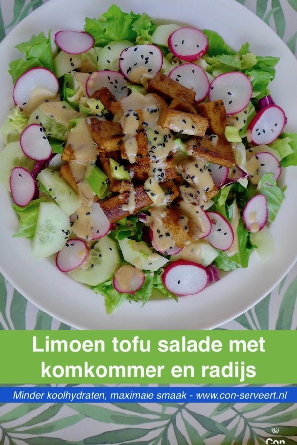 Limoen tofu salade met komkommer en radijs recept - minder koolhydraten, maximale smaak - www.con-serveert.nl