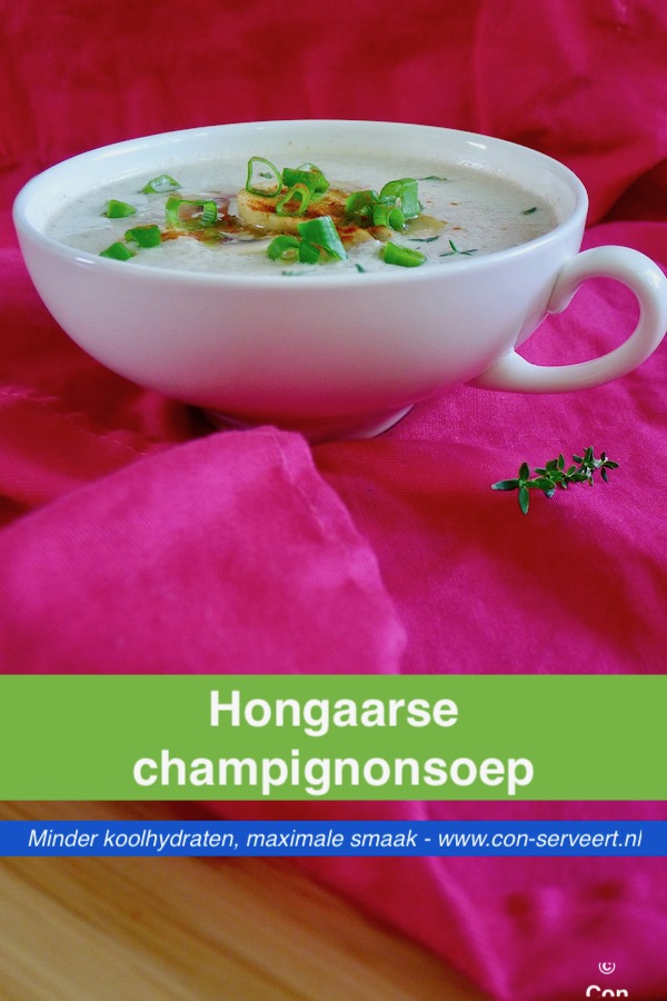 Hongaarse champignonsoep recept ~ minder koolhydraten, maximale smaak ~ www.con-serveert.nl