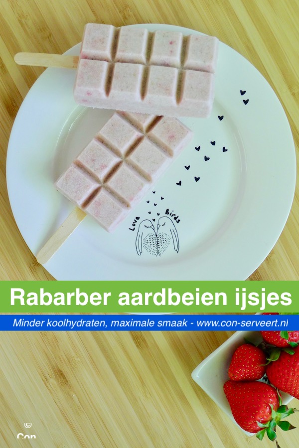 Rabarber aardbeien ijsjes, koolhydraatarm recept ~ minder koolhydraten, maximale smaak ~ www.con-serveert.nl