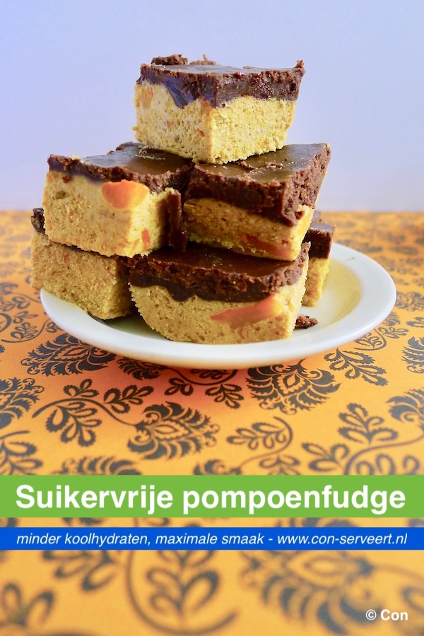 Suikervrije pompoenfudge met carob recept ~ minder koolhydraten, maximale smaak ~ www.con-serveert.nl