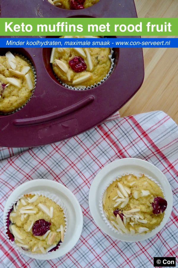 Keto muffins met rood fruit recept ~ minder koolhydraten, maximale smaak ~ www.con-serveert.nl