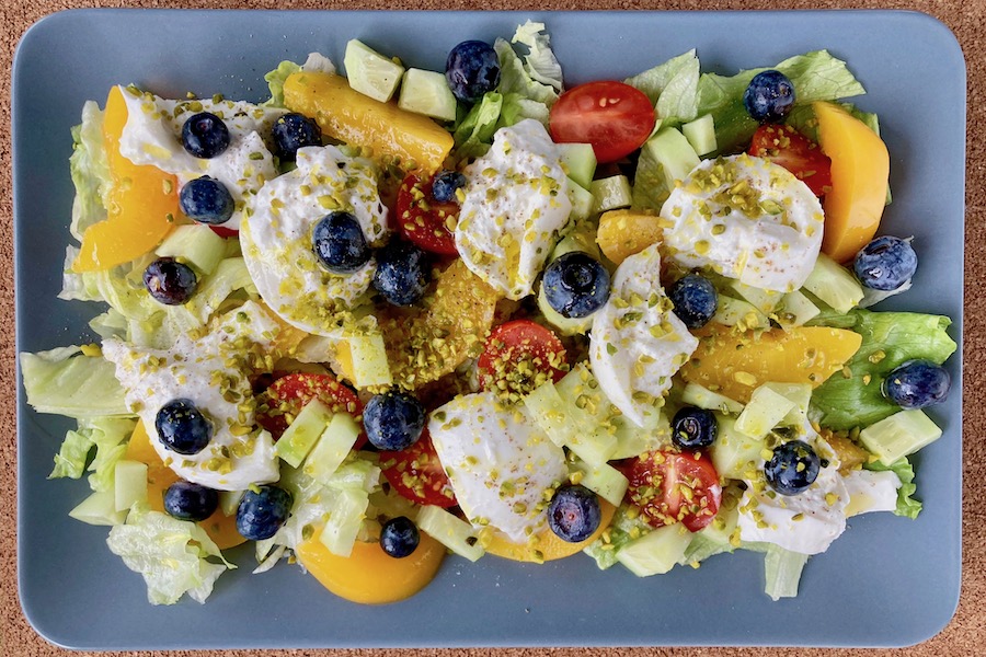 Perzik tomaten salade met burrata