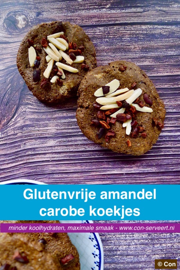 Amandel carobe koekjes, glutenvrij en koolhydraatarm recept ~ minder koolhydraten, maximale smaak ~ www.con-serveert.nl