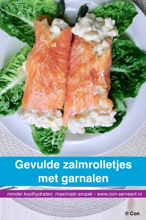 Gevulde zalmrolletjes met garnalen recept ~ minder koolhydraten, maximale smaak ~ www.con-serveert.nl