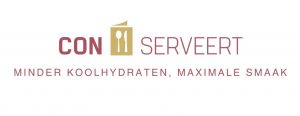 Con-serveert ~ koolhydraatarme recepten ~ logo ~ minder koolhydraten, maximale smaak ~ www.con-serveert.nl