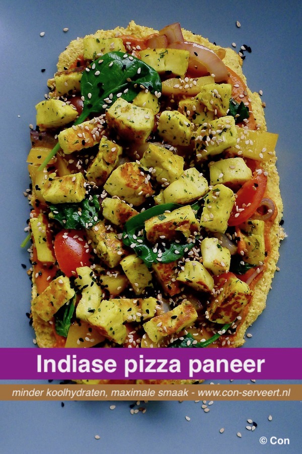 Indiase pizza paneer, koolhydraatarm recept ~ minder koolhydraten, maximale smaak ~ www.con-serveert.nl
