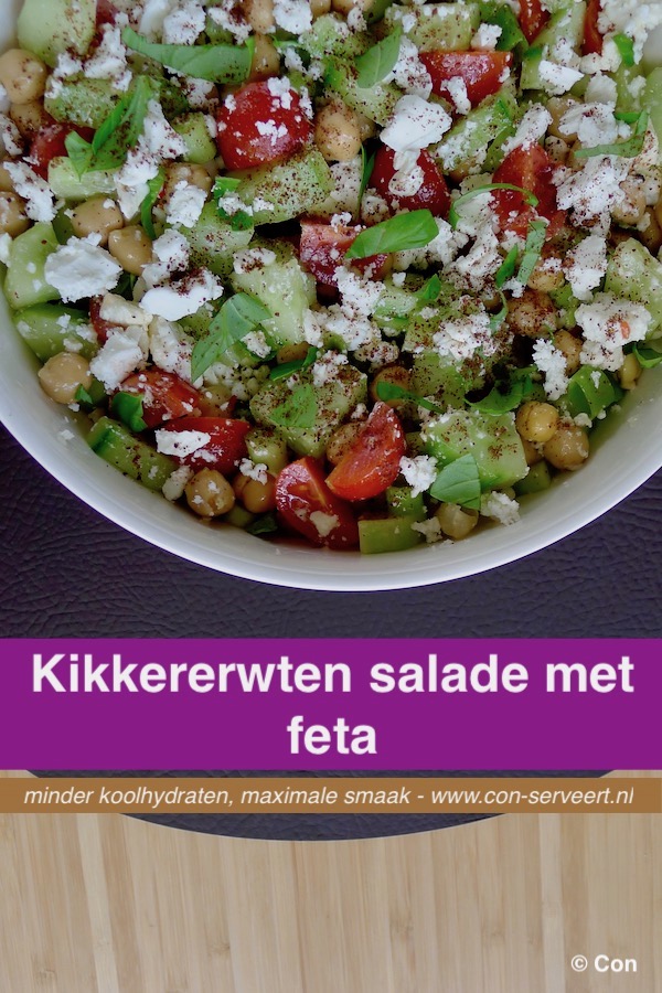 Kikkererwten salade met feta recept ~ minder koolhydraten, maximale smaak ~ www.con-serveert.nl