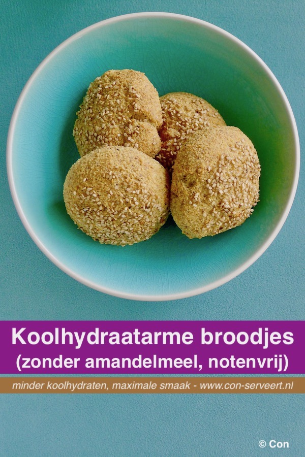 Koolhydraatarme broodjes zonder amandelmeel, ketogeen recept ~ minder koolhydraten, maximale smaak ~ www.con-serveert.nl
