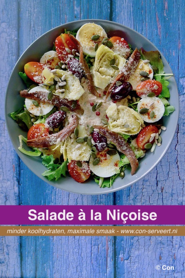 Salade Nicoise, koolhydraatarm recept ~ minder koolhydraten, maximale smaak ~ www.con-serveert.nl