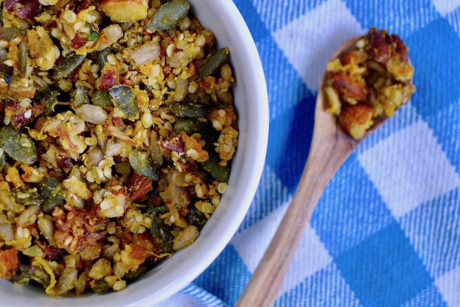 Pompoen granola, keto recept ~ minder koolhydraten, maximale smaak ~ www.con-serveert.nl