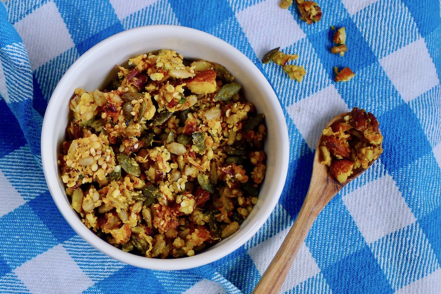 Pompoen granola, keto recept ~ minder koolhydraten, maximale smaak ~ www.con-serveert.nl