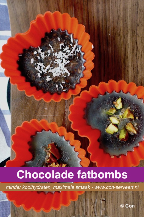 Chocolade vetbommetjes (fat bombs) recept ~ minder koolhydraten, maximale smaak ~ www.con-serveert.nl