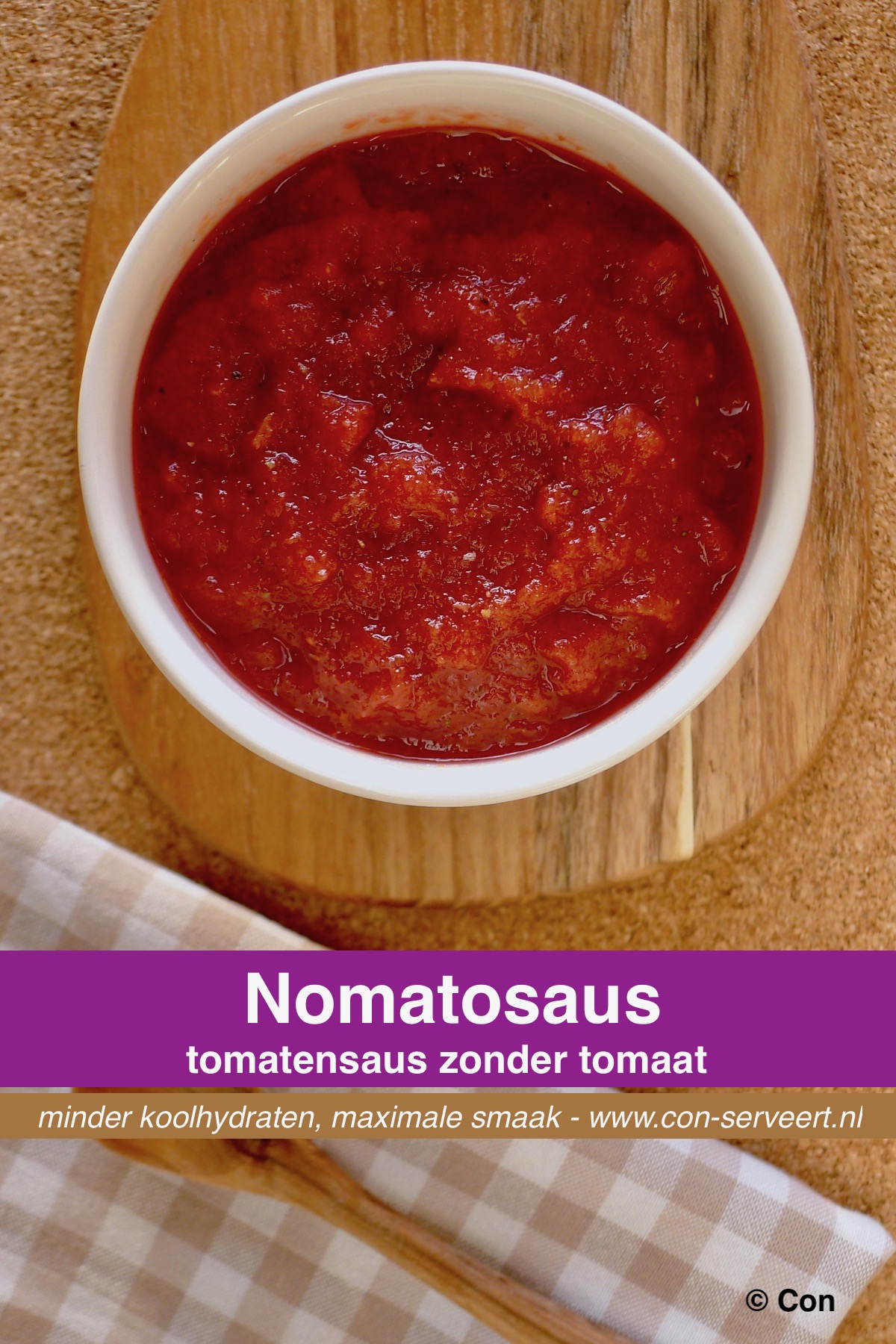 Nomatosaus - tomatensaus zonder tomaat recept ~ minder koolhydraten, maximale smaak ~ www.con-serveert.nl
