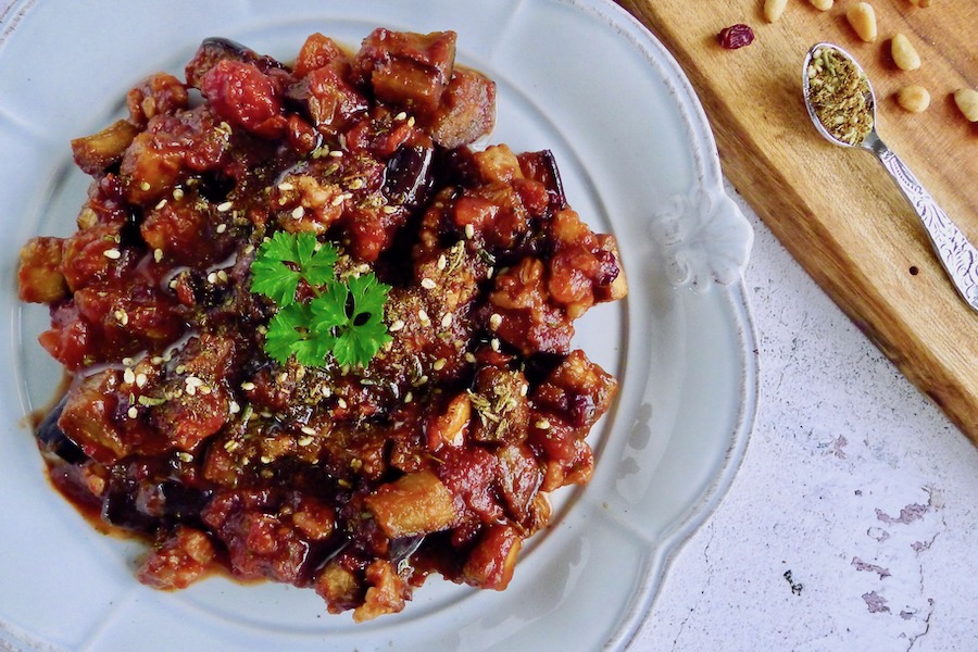 Aubergine uit het Midden-Oosten, vegan recept ~ minder koolhydraten, maximale smaak ~ www.con-serveert.nl