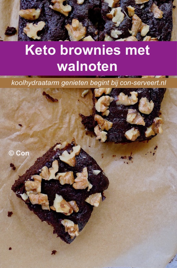 Keto brownies met walnoten recept - koolhydraatarm genieten begint bij con-serveert.nl