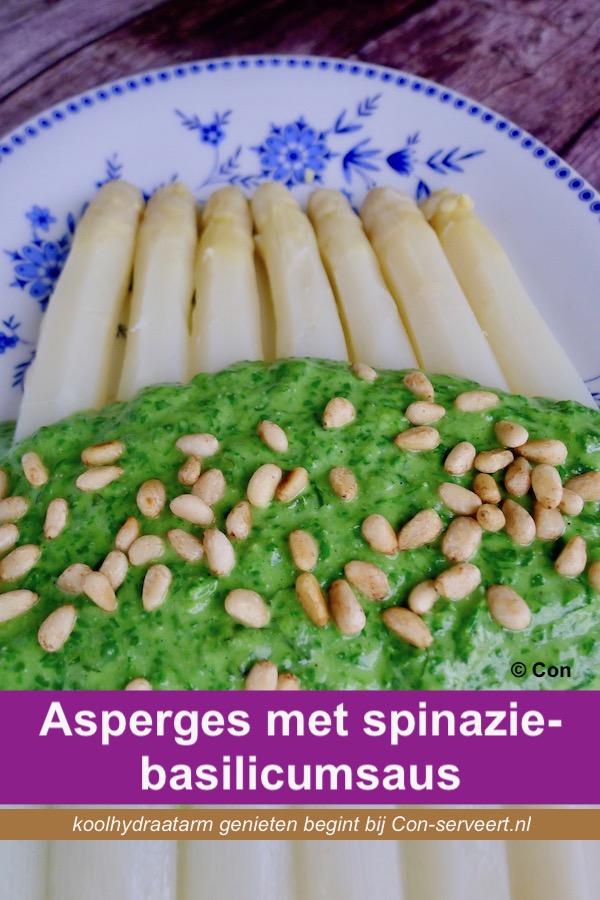 Asperges met spinazie-basilicumsaus, vegan recept - koolhydraatarm genieten begint bij con-serveert.nl