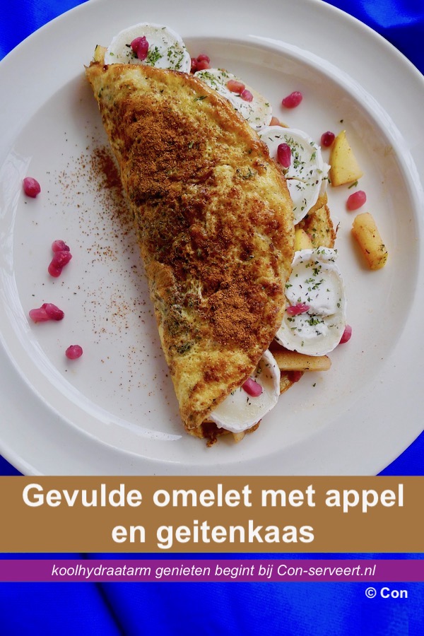 Gevulde omelet met geitenkaas en appel recept - koolhydraatarm genieten begint bij Con-serveert.nl