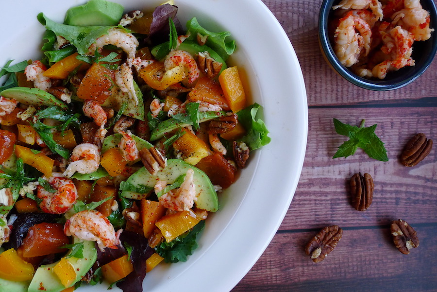 Papaja salade met rivierkreeftjes