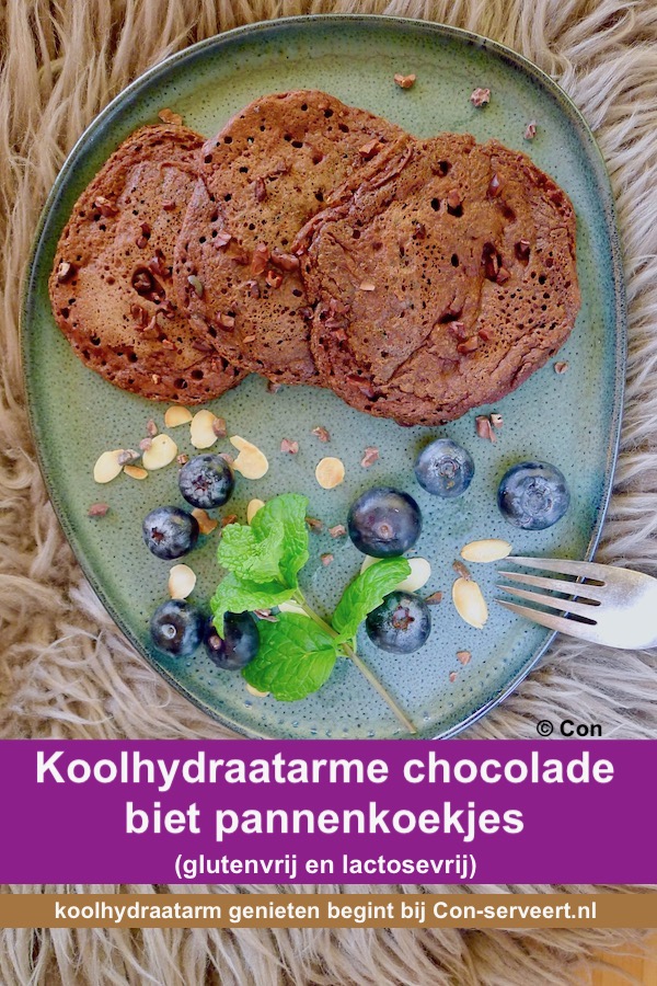 Chocolade biet pannenkoekjes, glutenvrij en lactosevrij recept - koolhydraatarm genieten begint bij Con-serveert.nl