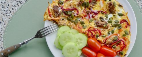 Frittata met spiraalgroente en sardines