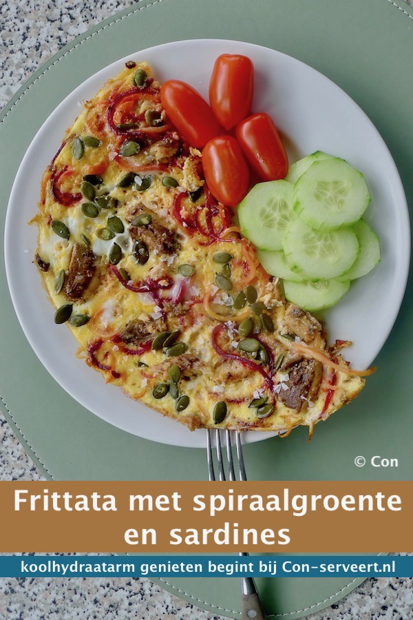 Frittata met spiraalgroente en sardines, recept met vis - koolhydraatarm genieten begint bij con-serveert.nl
