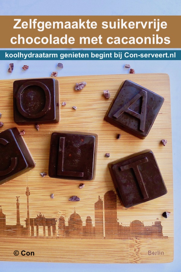 Zelfgemaakte suikervrije carobe chocola met caconibs, suikervrij recept - koolhydraatarm genieten begint bij Con-serveert.nl