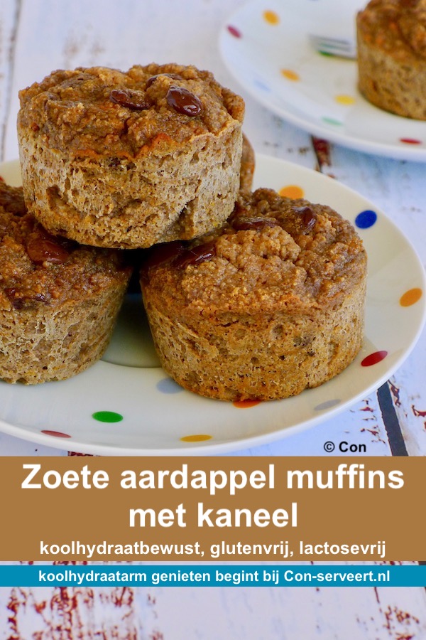 Zoete aardappel muffins met kaneel, koolhydraatbewust, glutenvrij en lactosevrij recept - koolhydraatarm genieten begint bij Con-serveert.nl