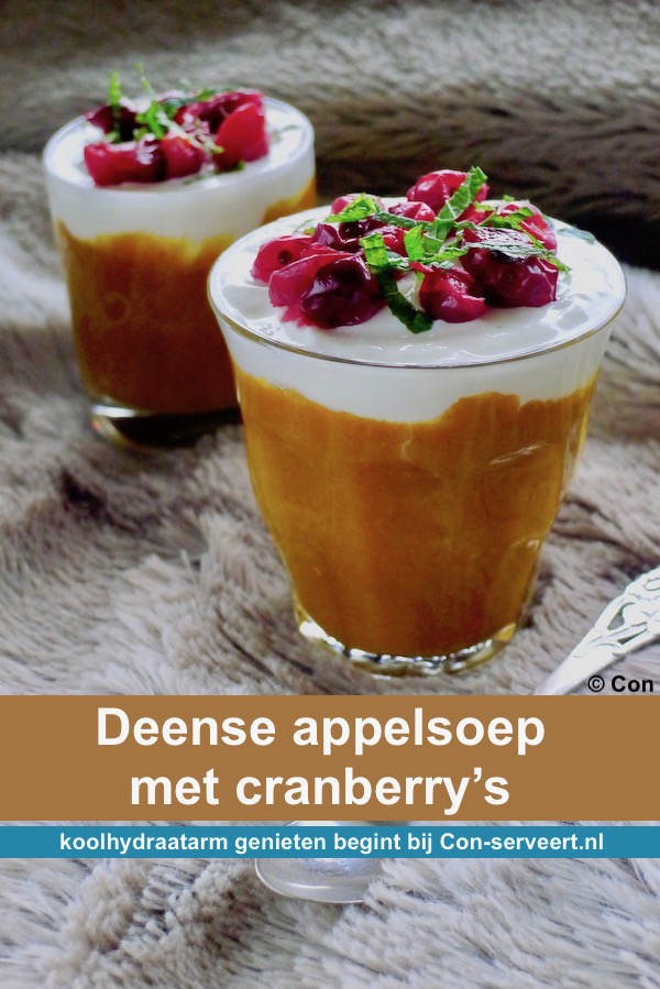 Deense appelsoep met cranberry's recept - koolhydraatarm genieten begint bij Con-serveert.nl