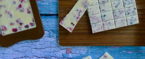 Witte chocolade met frambozen
