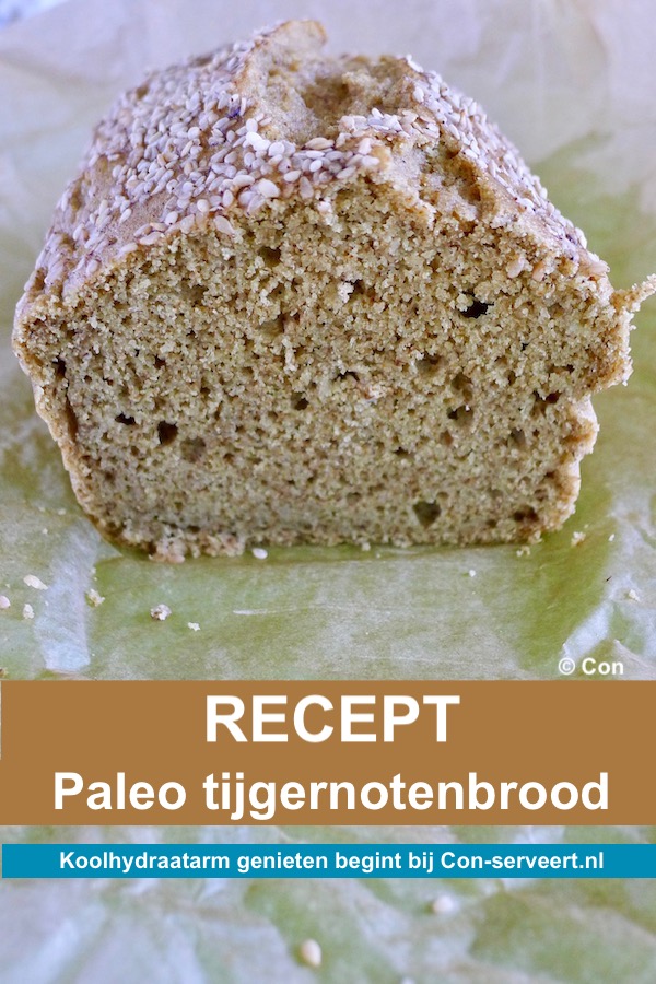 Koolhydraatarm paleo tijgernotenbrood recept - koolhydraatarm genieten begint bij www.con-serveert.nl