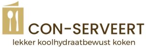 Con-serveert ~ koolhydraatbewuste recepten ~ logo ~ minder koolhydraten, maximale smaak ~ www.con-serveert.nl